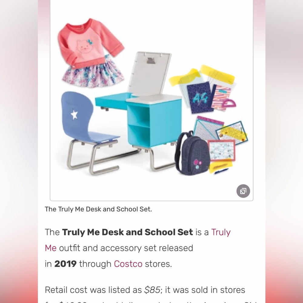 American Girl truly me desk and school set
